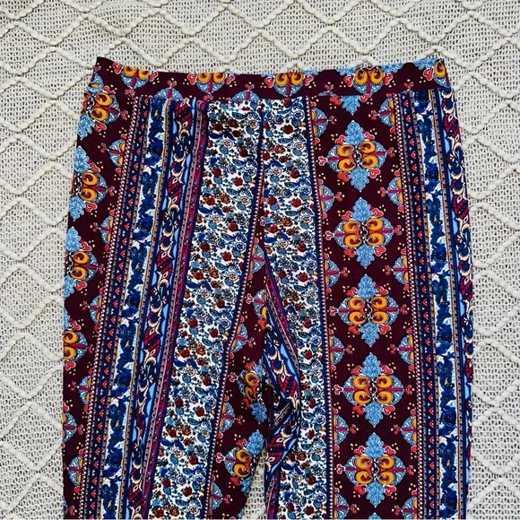 About A Girl Multicolor Patterned Flare Legging Pants Soft Large L - Picture 3 of 6